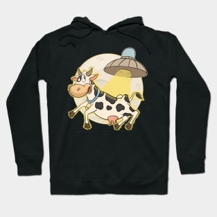 Cow Abducted over Moon Hoodie